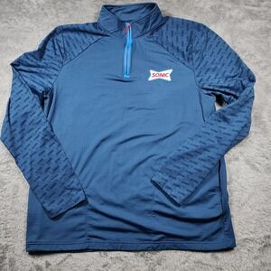 Sonic Pullover Mens Medium Blue Quarter Zip Long Sleeve Uniform Fast Food‎